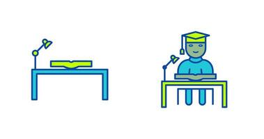 study desk and studying on desk  Icon vector