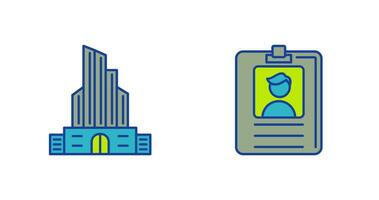 Id Card and Office Building Icon vector