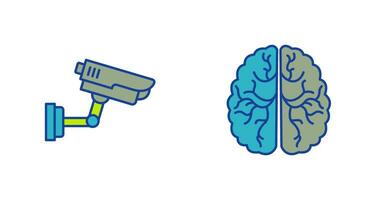 Security Camera and Brain Icon vector