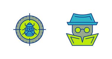 Bug Target and Hacker Icon vector