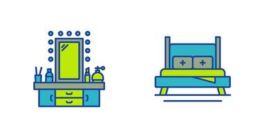 Dressing Table and Bed Icon vector