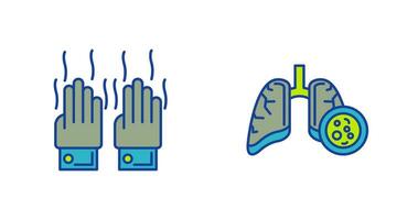 maloliente manos y pulmón cáncer icono vector