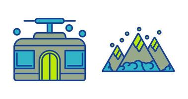 Mountain and Cable Car Icon vector