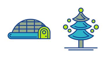 Igloo and Pine Tree Icon vector