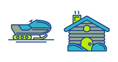 Snowmobile and Cabin Icon vector