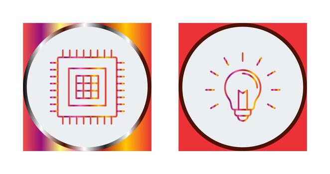 Processor and Light Bulb Icon vector