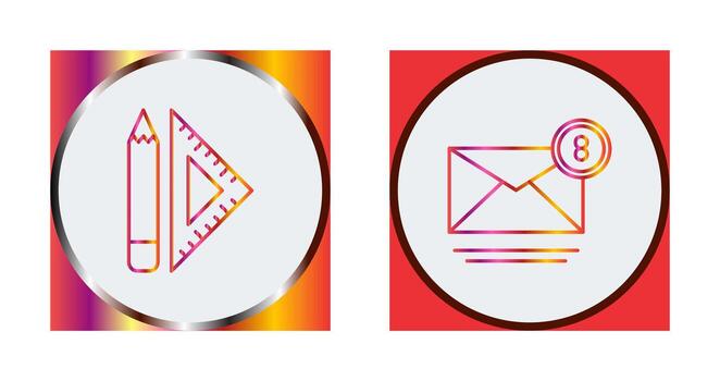 set square and mail Icon vector