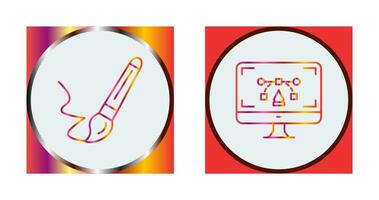 paint brush and desktop Icon vector