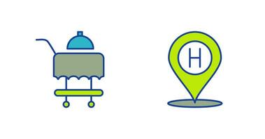 Room Service and Hotel Location Icon vector