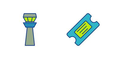 Control Tower and Ticket Icon vector