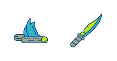 Bon Fire and Knife Icon vector