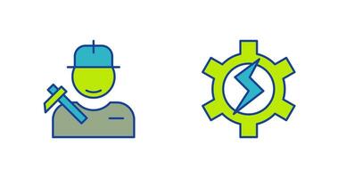 Worker and Setting Icon vector