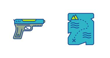 Gun and Treasure  Icon vector