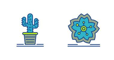 Cactus and Cherry Blossom Icon vector