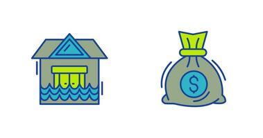 Natural Disaster and Money Bag Icon vector