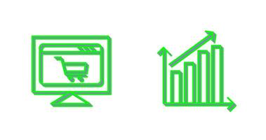 ecommerce website and rising statistics Icon vector