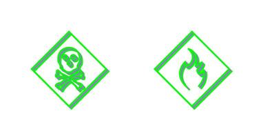 venenoso gas y peligro de fuego icono vector