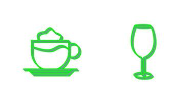 latté y vino vaso icono vector