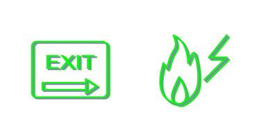 exit and electricity fire Icon vector