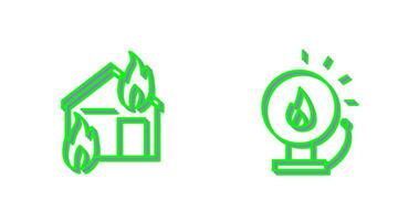 fire consuming house and fire alert  Icon vector