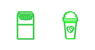 packet of cigarettes and stawberry milkshake Icon vector