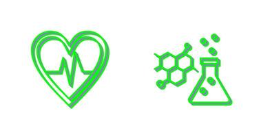 cardiograma y química icono vector