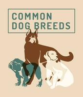 dog breeds German shepherd, bulldog, beagle. Risograph effect. Vector flat illustration