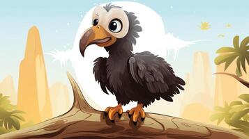 a cute little Vulture in vector style. Generative AI photo