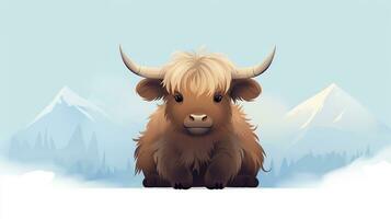 a cute little Yak in vector style. Generative AI photo