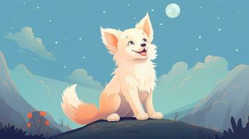 un linda pequeño lobo en vector estilo. generativo ai foto