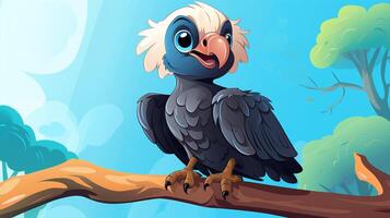 a cute little Vulture in vector style. Generative AI photo