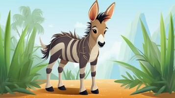 a cute little Zonkey in vector style. Generative AI photo