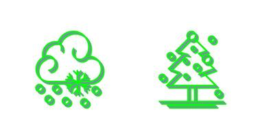 Snow Fall and Christmas Tree Icon vector