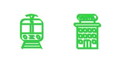 tranvía y Hostal icono vector