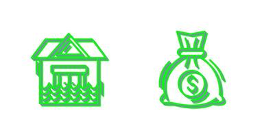 natural desastre y dinero bolso icono vector