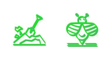 Digging and Bee Icon vector