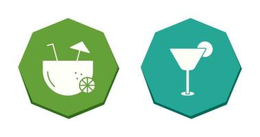 coconut drink and cocktail drink  Icon vector