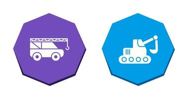 Crane and Escavator Icon vector