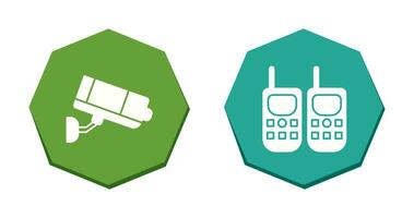 CCTV Camera and Walkie Talkie Icon vector