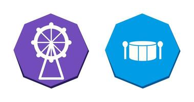 Ferris Wheel and Drum Icon vector