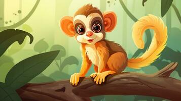 a cute little Squirrel Monkey in vector style. Generative AI photo