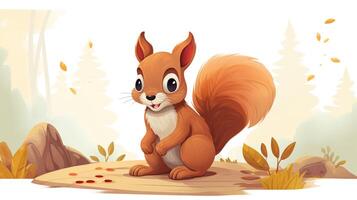 a cute little Squirrel in vector style. Generative AI photo