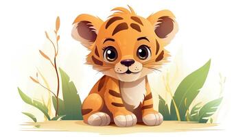 un linda pequeño Tigre en vector estilo. generativo ai foto