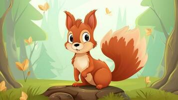 a cute little Squirrel in vector style. Generative AI photo