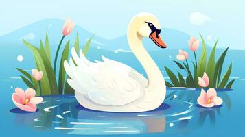 un linda pequeño cisne en vector estilo. generativo ai foto