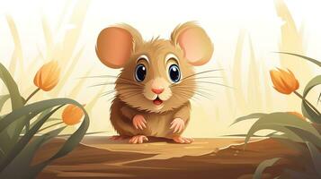 un linda pequeño espinoso ratón en vector estilo. generativo ai foto