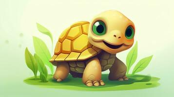 un linda pequeño Tortuga en vector estilo. generativo ai foto