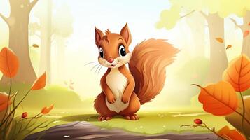 a cute little Squirrel in vector style. Generative AI photo