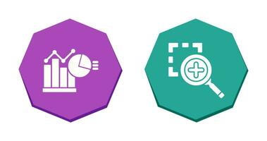 Bar Chat and Zoom In Icon vector