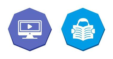 Video Lesson and Reading Icon vector